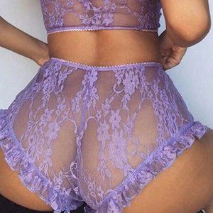 New Purple Lace Mesh Print Tube See Through Sleeve